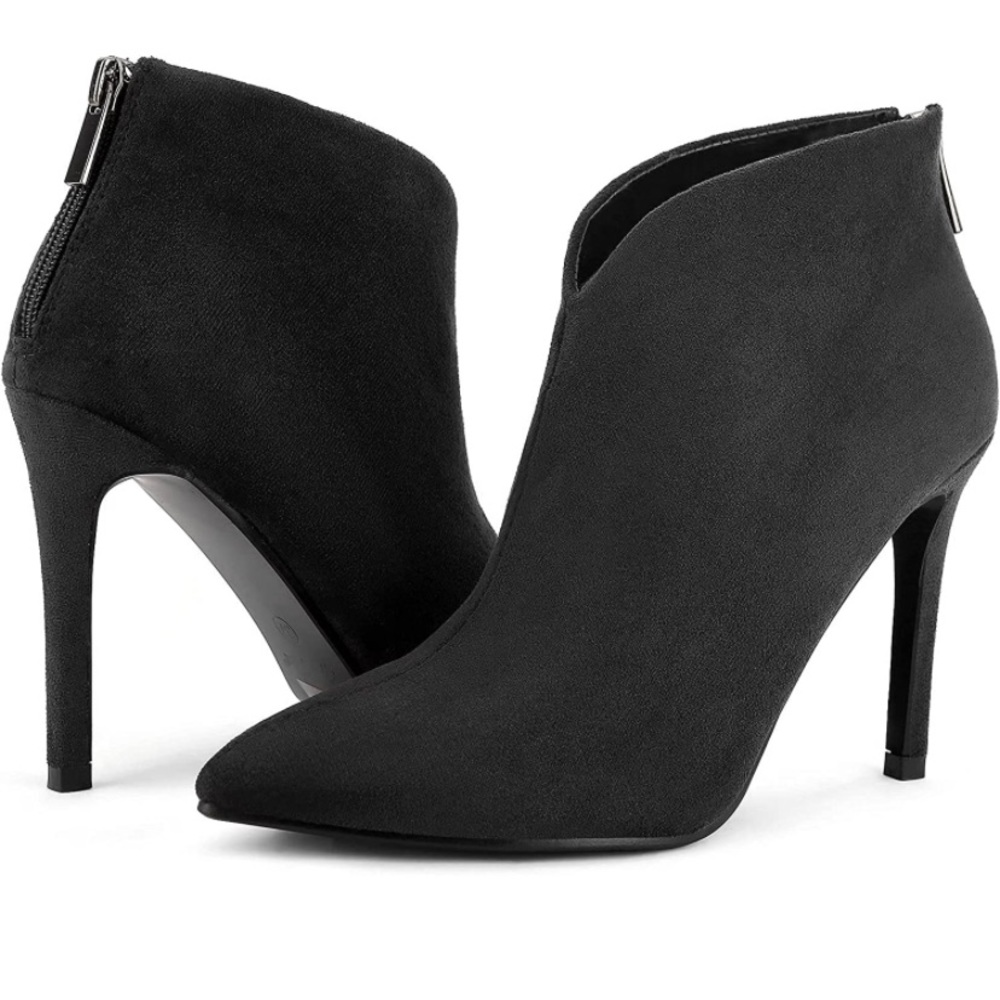 New Greatonu Women's High Heel Boots Sexy Stiletto V Shape Ankle Booties